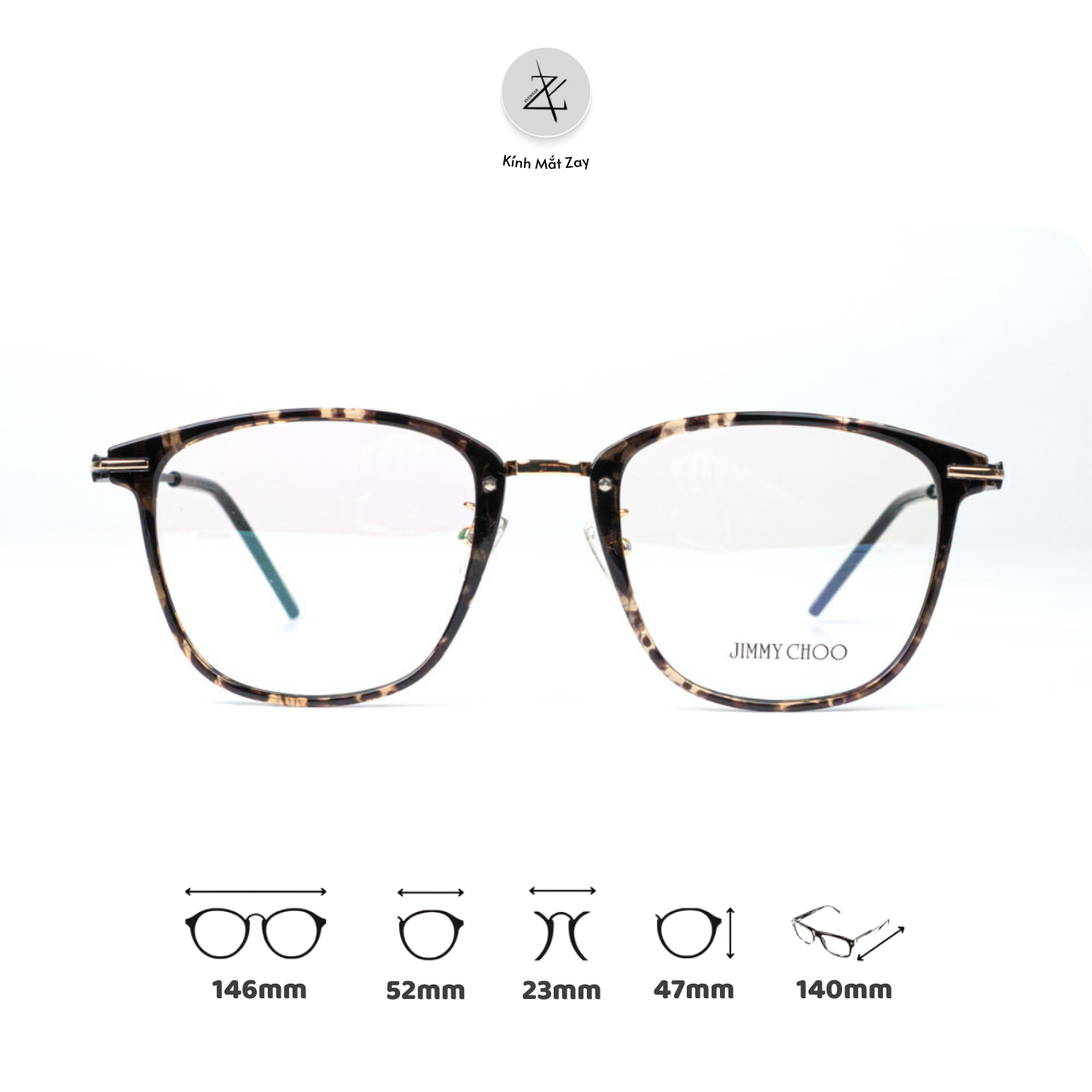  Gọng kính nhựa dáng vuông Zay Eyewear 0832 phong cách hàn quốc 