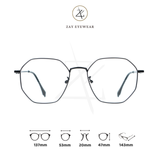  Gọng kính Zay Eyewear D29165 dáng đa giác kim loại phong cách hàn quốc 