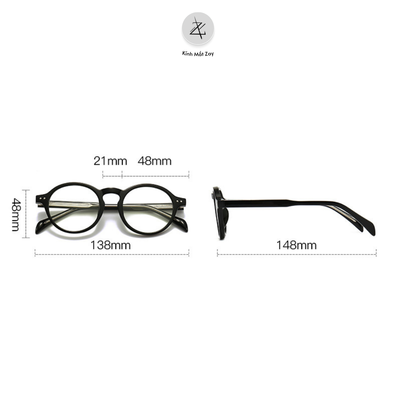  Gọng kính cận titanium Zay eyewear 8608 dáng tròn siêu nhẹ thời trang cao cấp 