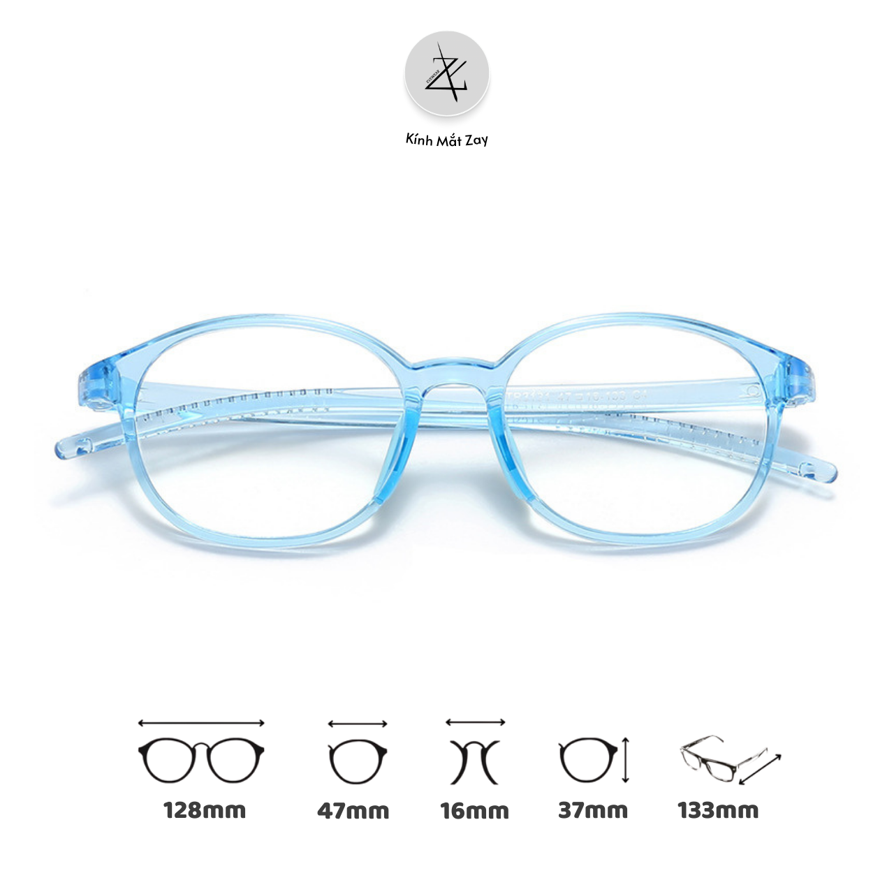 Gọng kính trẻ em Zay eyewear 3121 dáng vuông nhựa TR dẻo Hàn Quốc 