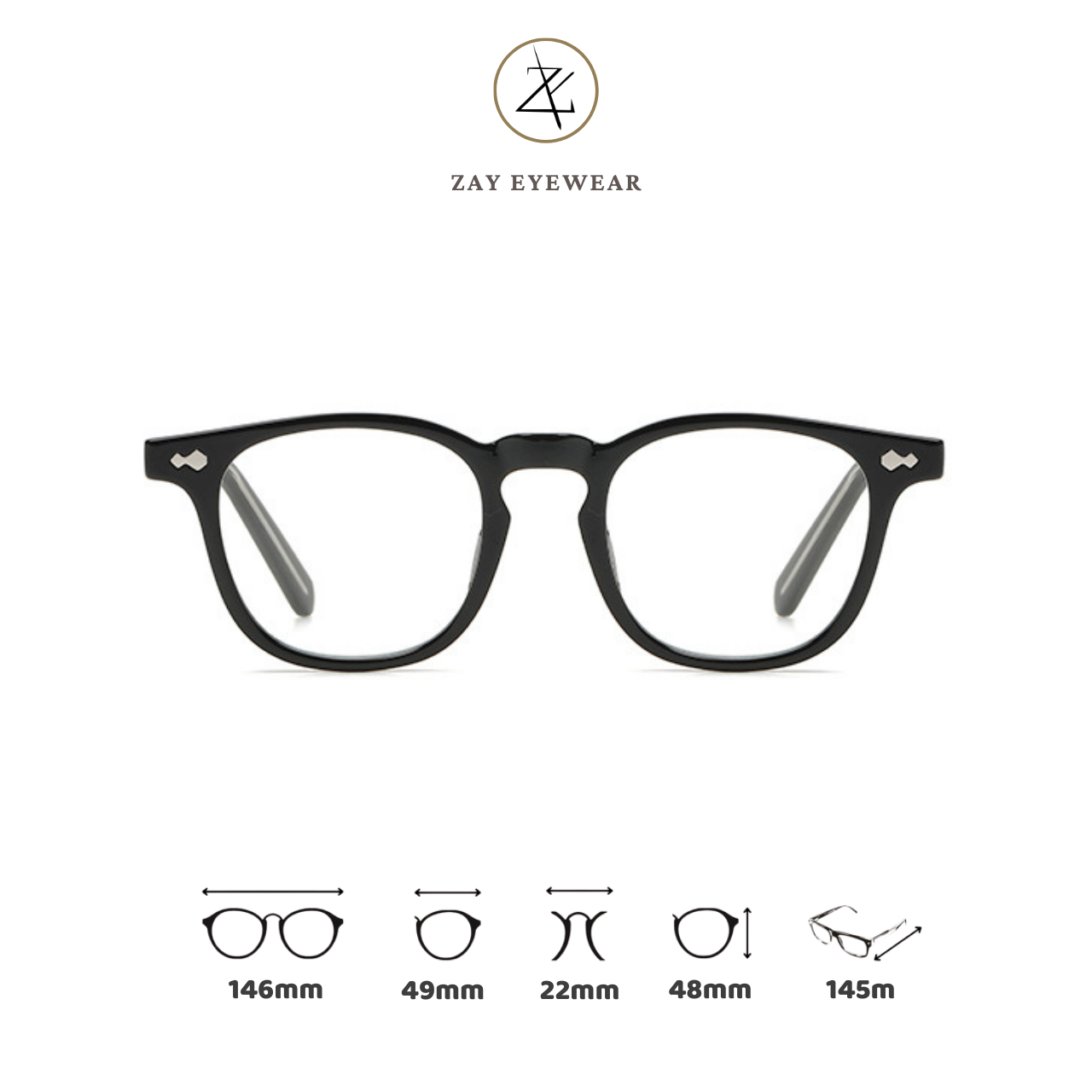  Gọng kính cận loạn dáng vuông thời trang Zay Eyewear A1933 bền dẻo phong cách hàn quốc 