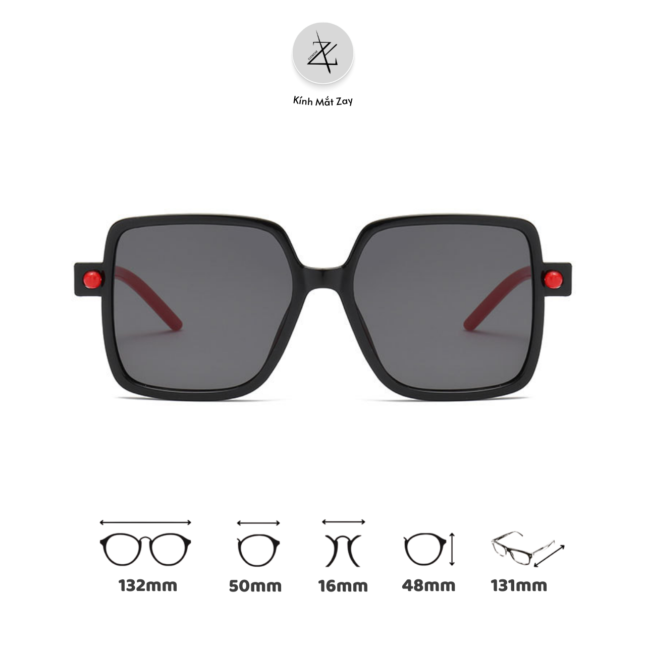  Kính mát trẻ em Zay eyewear SS8 dáng vuông to phong cách thời trang 