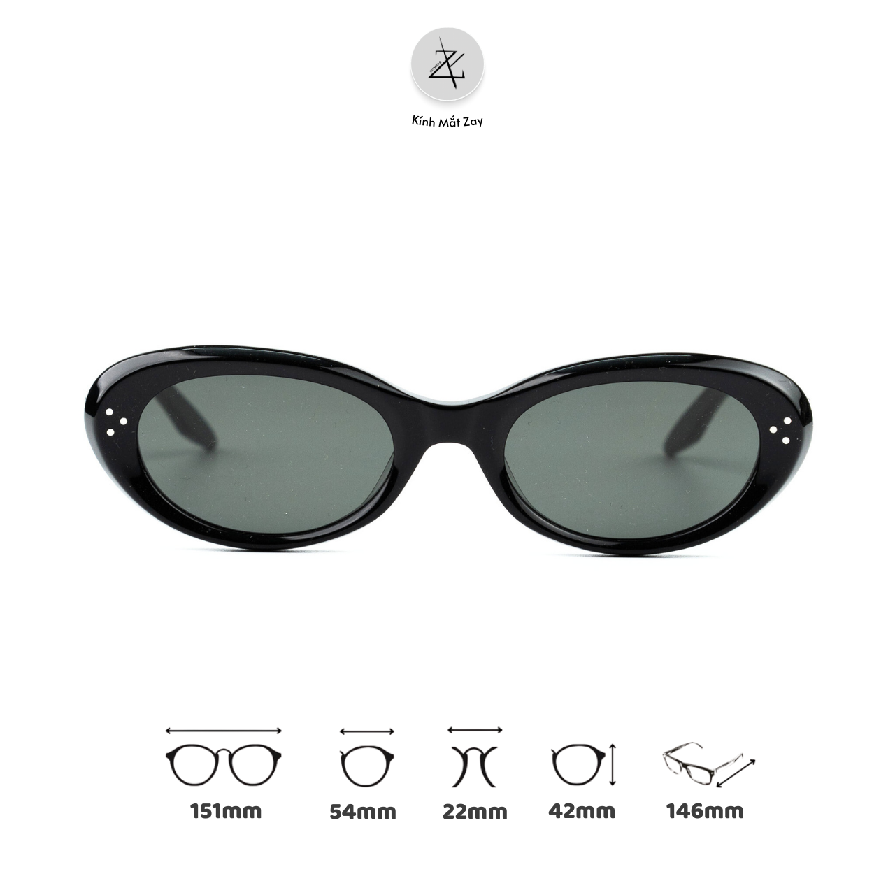  Kính mát GM Cocoa dáng oval nhựa acetate 