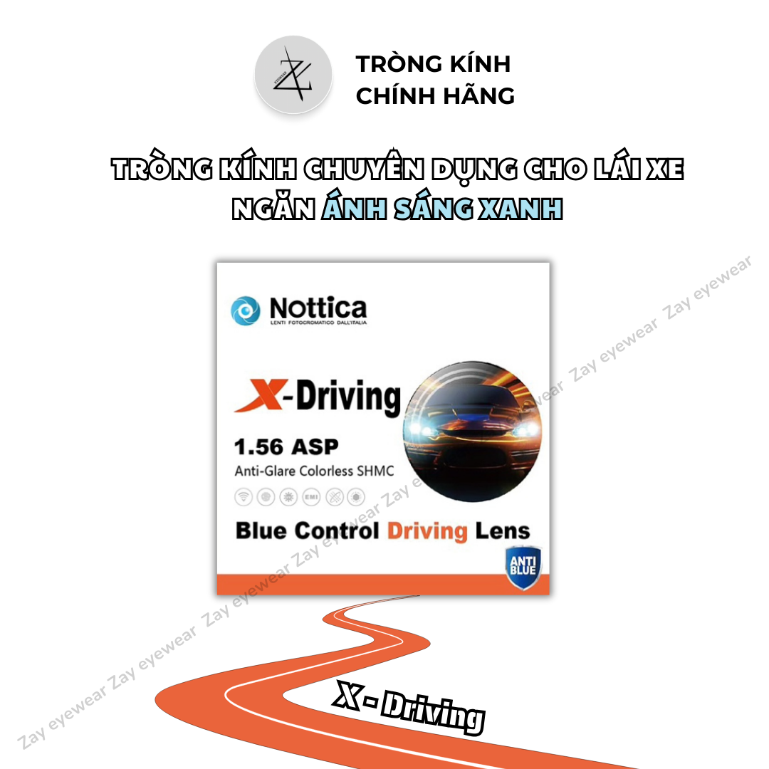  Tròng kính Chuyên dụng cho lái xe giảm chói đèn xe Chống ánh sáng xanh 1.56  Nottica Italy chính hãng 