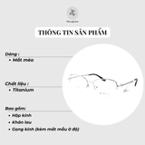 Gọng kính xẻ cước Exfash EF72262T dáng mắt mèo titanium chính hãng fullbox