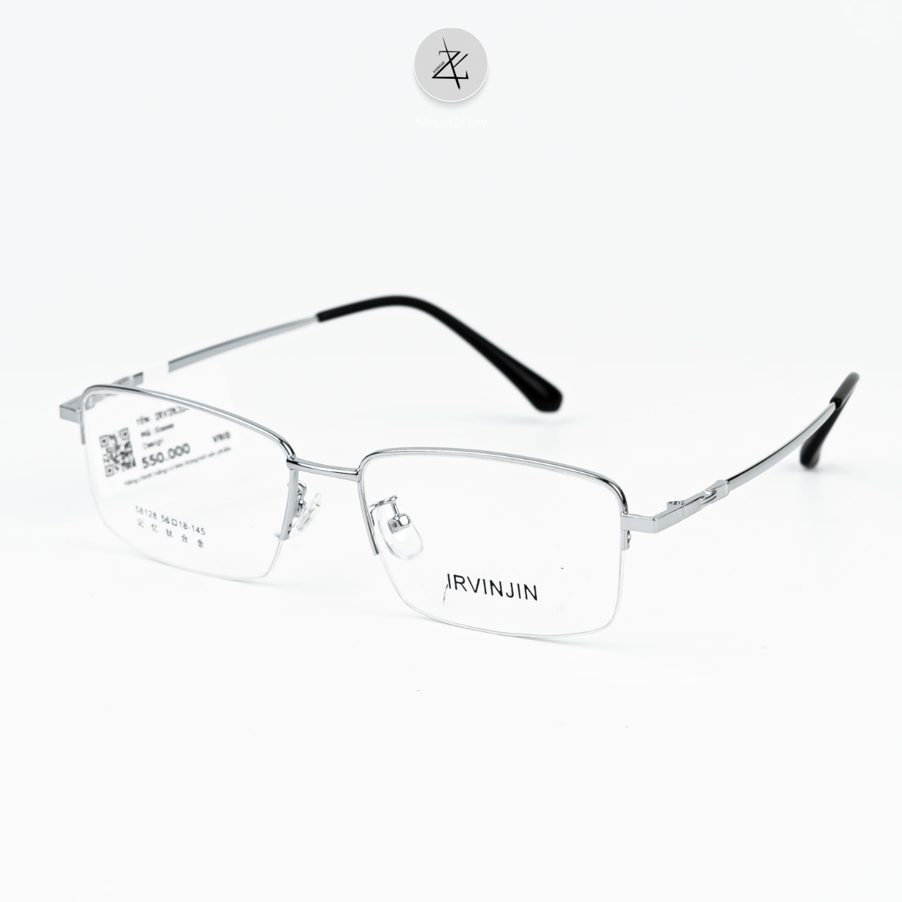  Gọng kính xẻ cước IRVINJIN 58128 dáng hình chữ nhật titanium chính hãng 