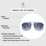  Kính mát JS8538 dáng phi công kim loại Hàn Quốc 