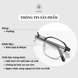  Gọng kính nửa khung A2222 dáng vuông nhựa TR90 dẻo cao cấp 