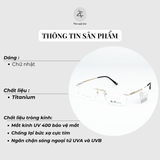 Gọng khoan không viền Exfash EF33249T dáng vuông titanium chính hãng fullbox