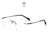 Gọng khoan không viền 71360 dáng vuông to titanium cao cấp