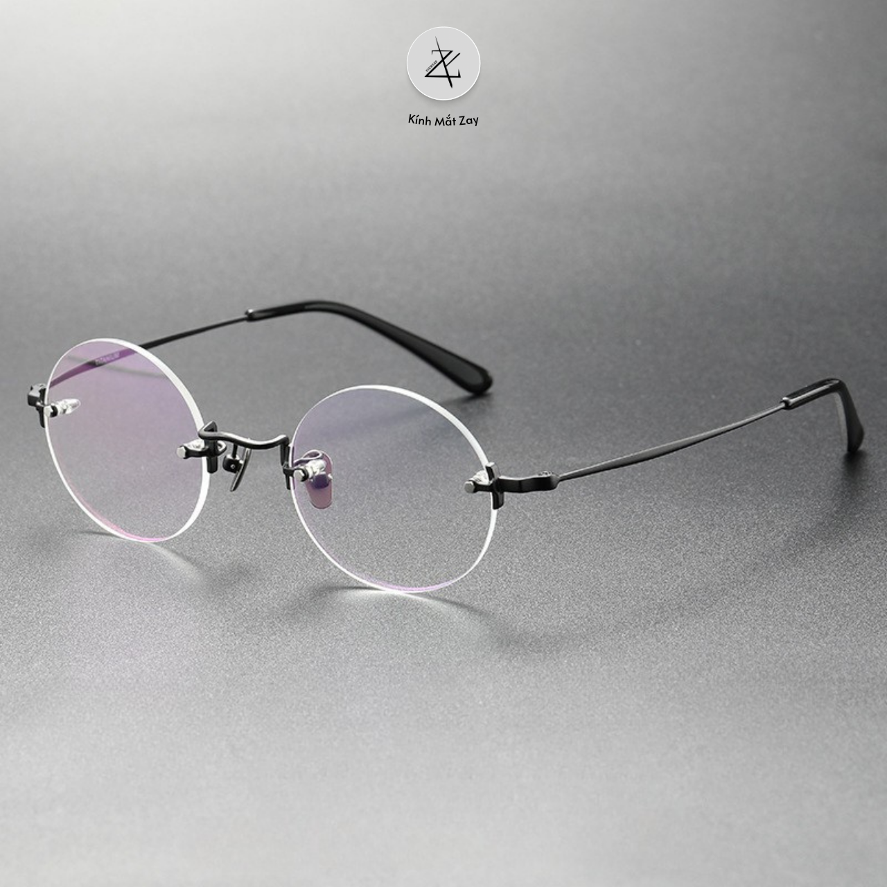  Gọng khoan không viền KMM272 dáng tròn titanium cao cấp 