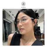  Gọng kính Gen Barrette đính đá dáng oval kim loại cao cấp fullbox 