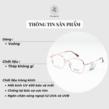 Gọng kính Velocity VL23532 dáng vuông thép không gỉ chính hãng fullbox