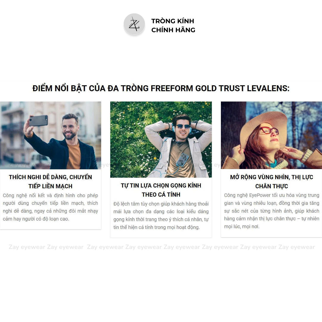  Đa tròng đánh kỹ thuật số cận loạn Freeform LEVALENS GOLD TRUST chính hãng 