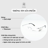Gọng khoan không viền Exfash EF31282T dáng chữ nhật titanium chính hãng fullbox