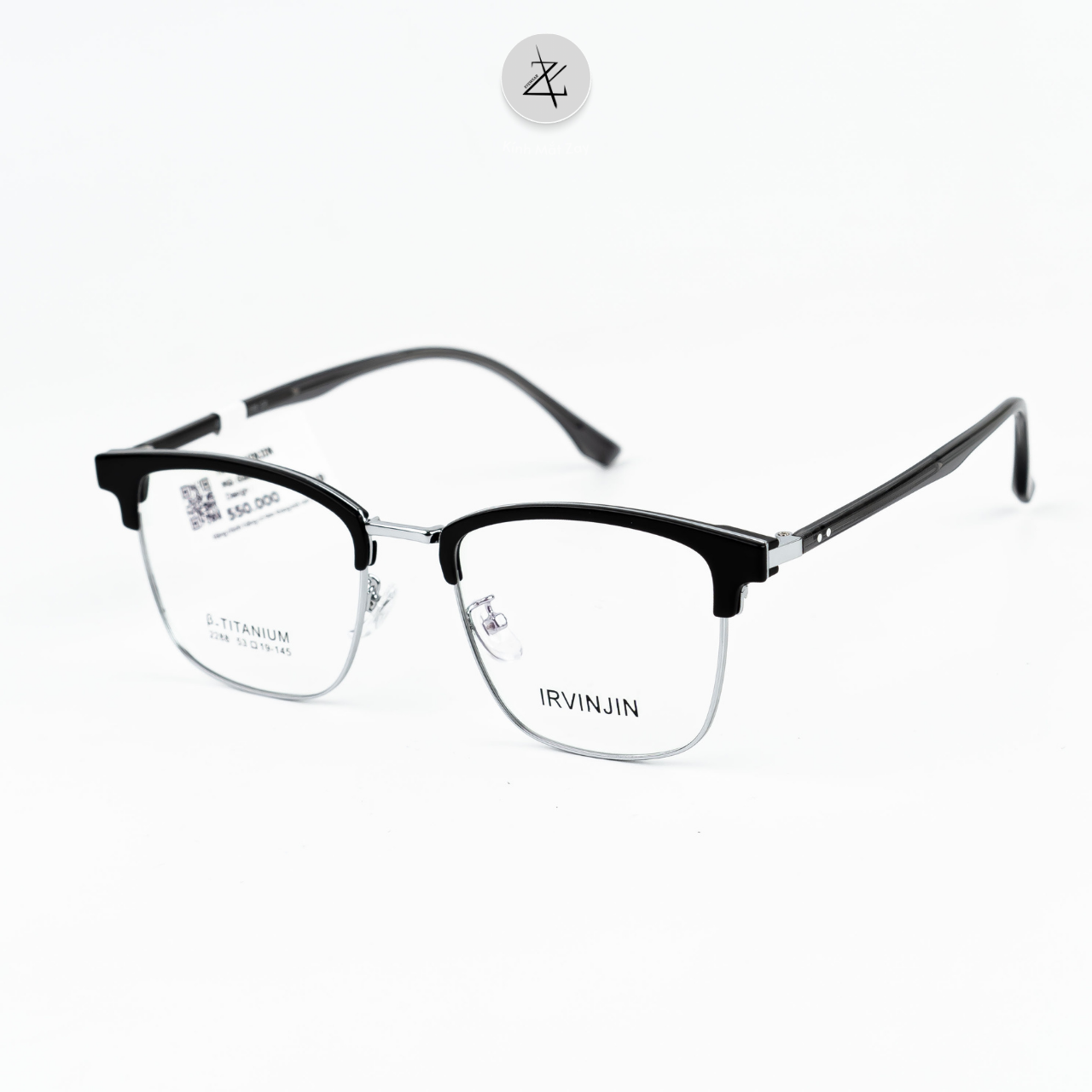  Gọng kính nửa khung IRVINJIN 2288 nhựa & titanium chính hãng 