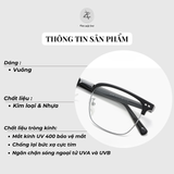  Gọng kính nửa khung 8009 dáng vuông nhựa TR90 dẻo cao cấp 