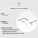 Gọng khoan không viền Exfash EF32283T dáng vuông titanium chính hãng fullbox