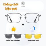 Kính râm cận thời trang clip on chống tia UV ngăn ánh sáng xanh trong 1 Bộ 2 Kẹp Cao Cấp 7601