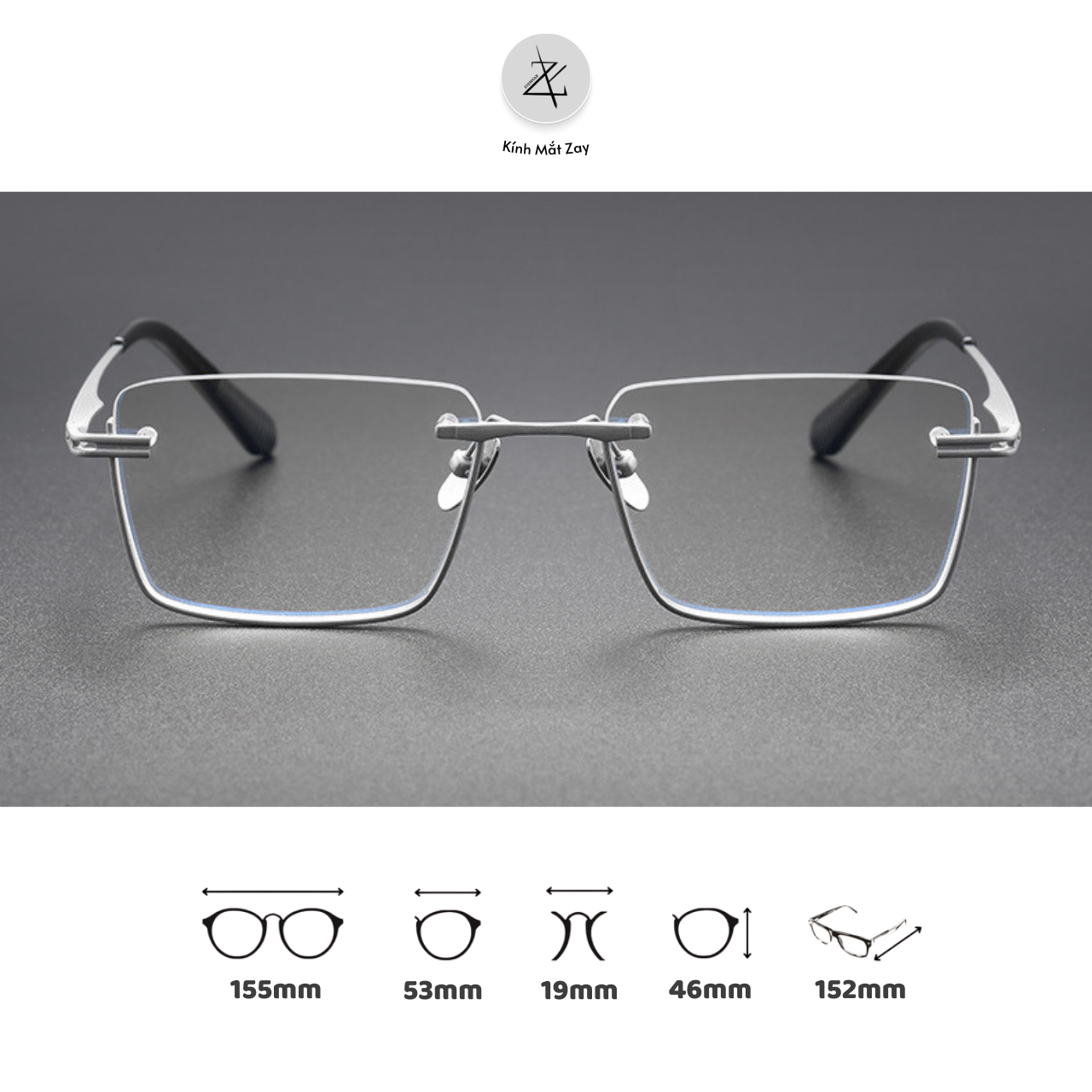  Gọng khoan cận titanium Zay eyewear dtx416 dáng oval siêu nhẹ thời trang cao cấp 