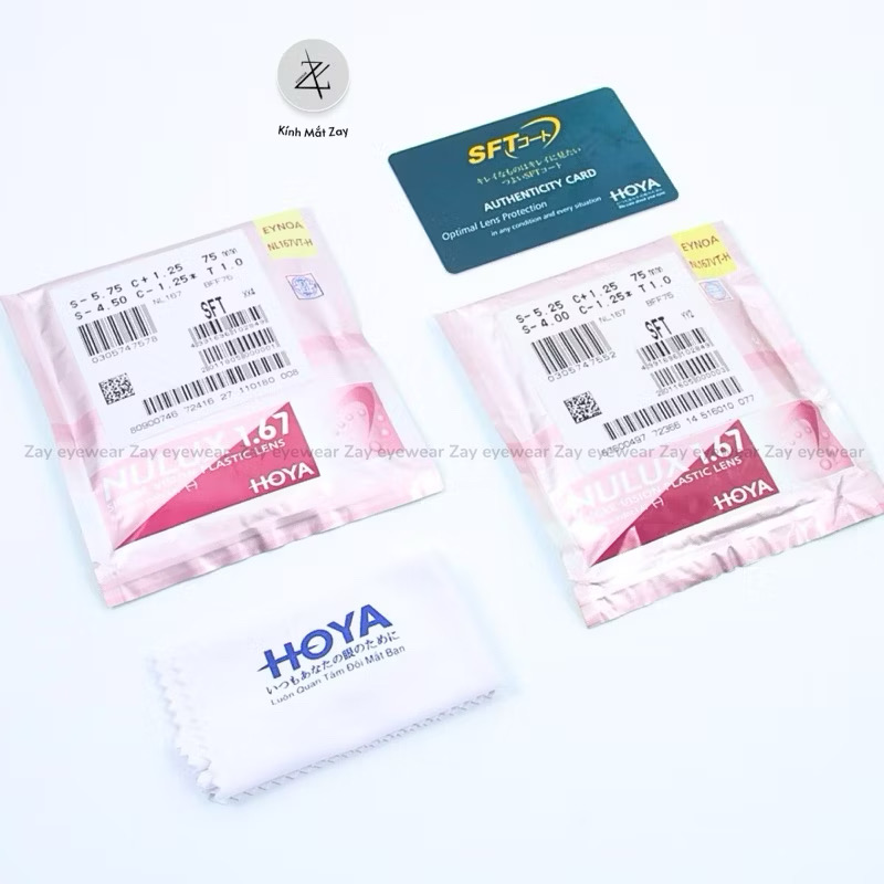  Tròng kính Chống UV Siêu Mỏng Hoya Nulux Cao Cấp 1.67 SFT chính hãng 