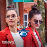  Tròng Kính Đổi màu Essilor Crizal Transitions Signature Gen 8 đổi màu ngăn ánh sáng xanh Blue UV Capture chính hãng 