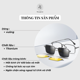 Kính râm cận thời trang clip on chống tia UV ngăn ánh sáng xanh trong 1 Bộ 2 Kẹp Cao Cấp 7601