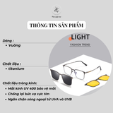 Kính râm cận thời trang clip on chống tia UV ngăn ánh sáng xanh trong 1 Bộ 2 Kẹp Cao Cấp 7012 