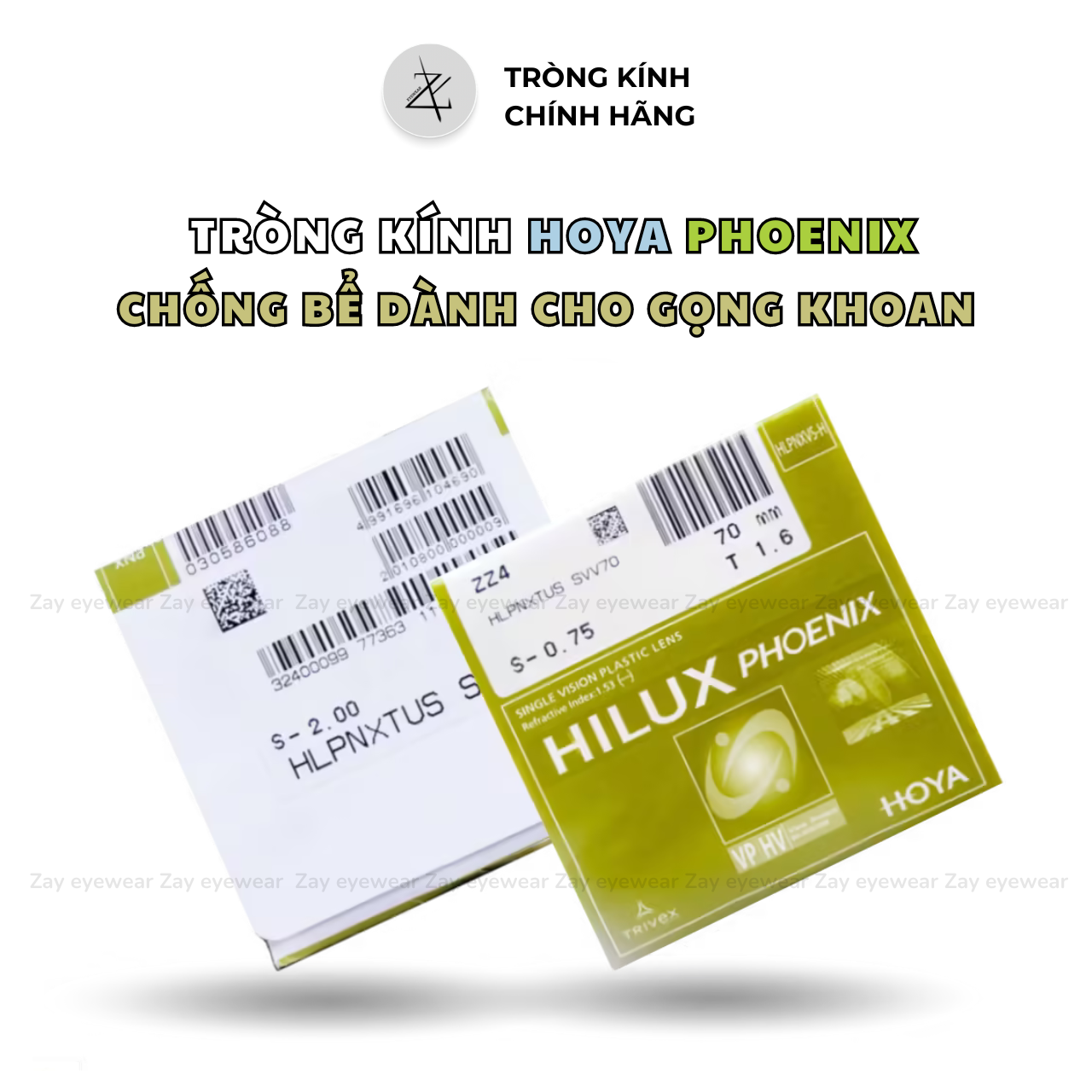  Tròng kính Chống bể thích hợp làm gọng khoan, bắt ốc Hoya 1.53 Phoenix HVP Triver Nhật Bản chính hãng 