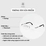 Gọng khoan không viền Paul Vosheront PV378 mạ vàng 23k dáng chữ nhật titanium chính hãng fullbox