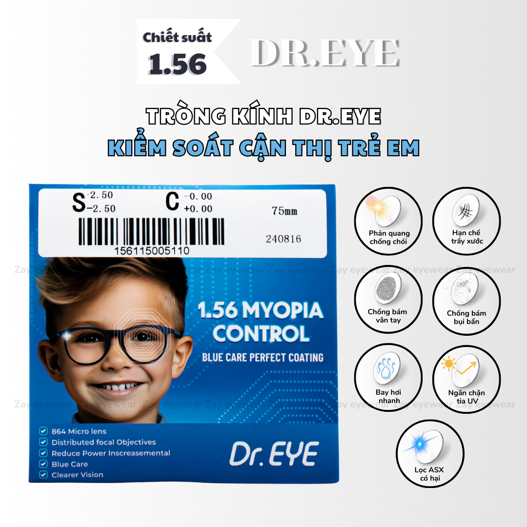  Tròng Kính Kiểm Soát Cận Thị Cho Trẻ Em Dr.EYE Myopia Control Dergee 360 Độ chính hãng 