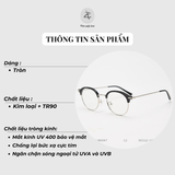 Gọng kính nửa khung LY83047 dáng tròn kim loại cao cấp