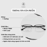  Gọng kính nửa khung 98529 dáng vuông nhựa TR90 dẻo cao cấp 