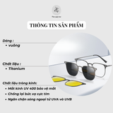  Kính râm cận thời trang clip on chống tia UV ngăn ánh sáng xanh trong 1 Bộ 2 Kẹp Cao Cấp 7031 