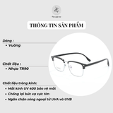 Gọng kính nửa khung FC154 dáng vuông nhựa TR90 dẻo cao cấp