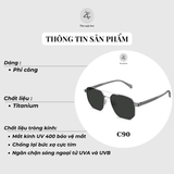 Kính mát phân cực polarized Molsion MS7170 dáng phi công titanium chính hãng fullbox