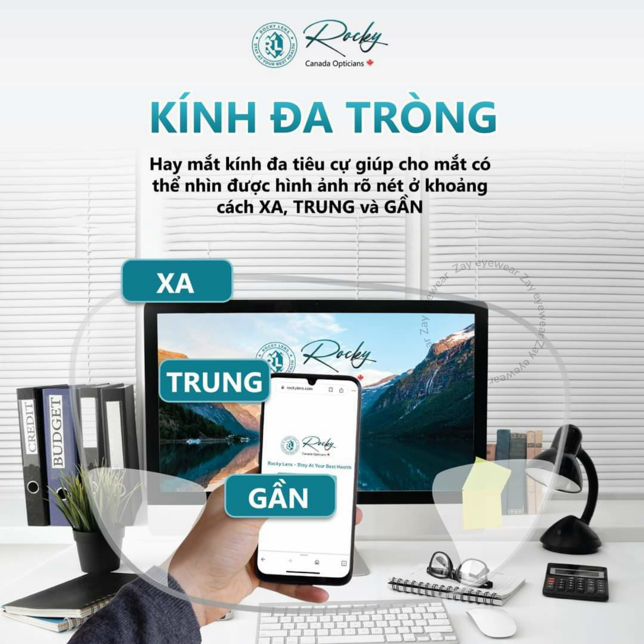  Đa tròng Chống ánh sáng xanh / Đổi màu lọc ánh sáng xanh Rocky Canada 1.56 ASP chính hãng 