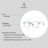  Gọng kính Zay Eyewear D29150 dáng vuông kim loại phong cách hàn quốc 