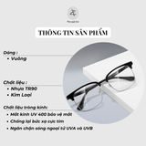 Gọng kính nửa khung Size to 8085 dáng vuông nhựa TR90 dẻo cao cấp