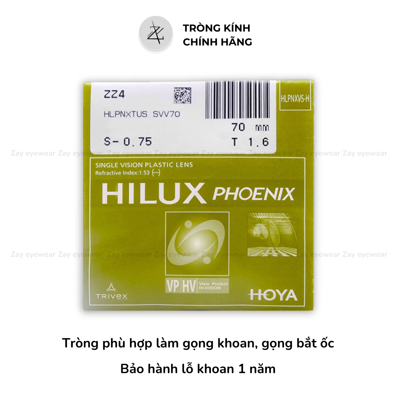  Tròng kính Chống bể thích hợp làm gọng khoan, bắt ốc Hoya 1.53 Phoenix HVP Triver Nhật Bản chính hãng 