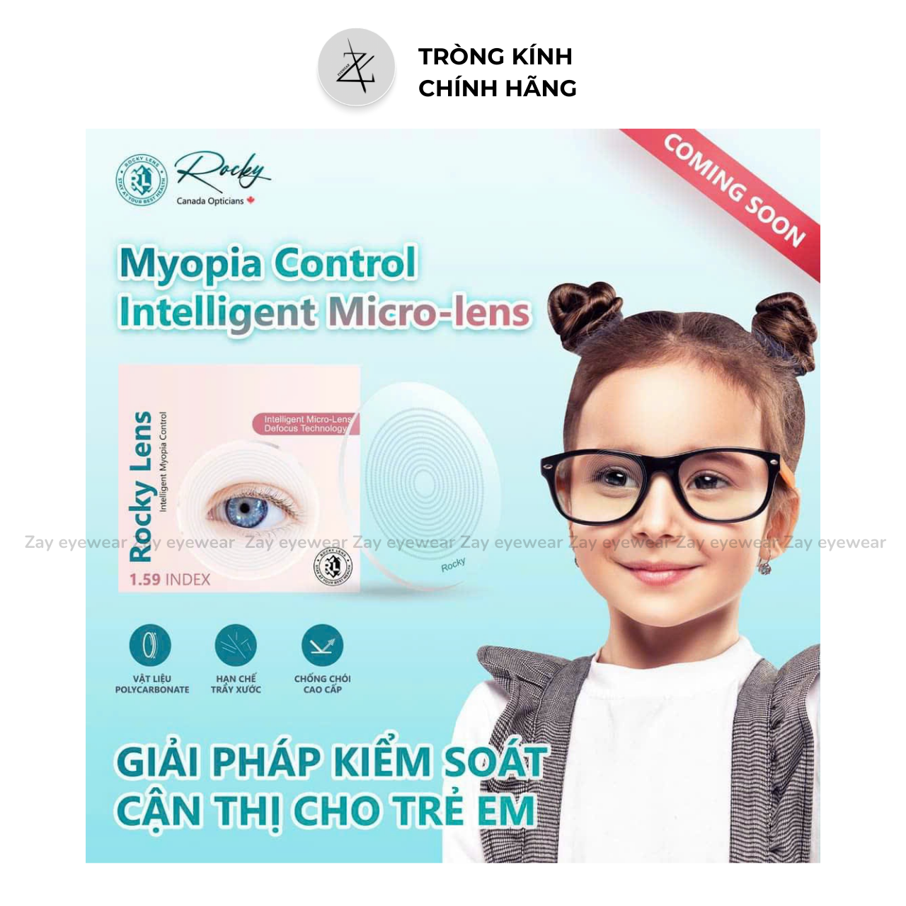  Tròng Kính Kiểm Soát Cận Thị Cho Trẻ Em Myopia Control Dergee 360 Độ Rocky Canada chính hãng 