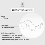Gọng kính Velocity VL23504 dáng vuông to thép không gỉ chính hãng fullbox