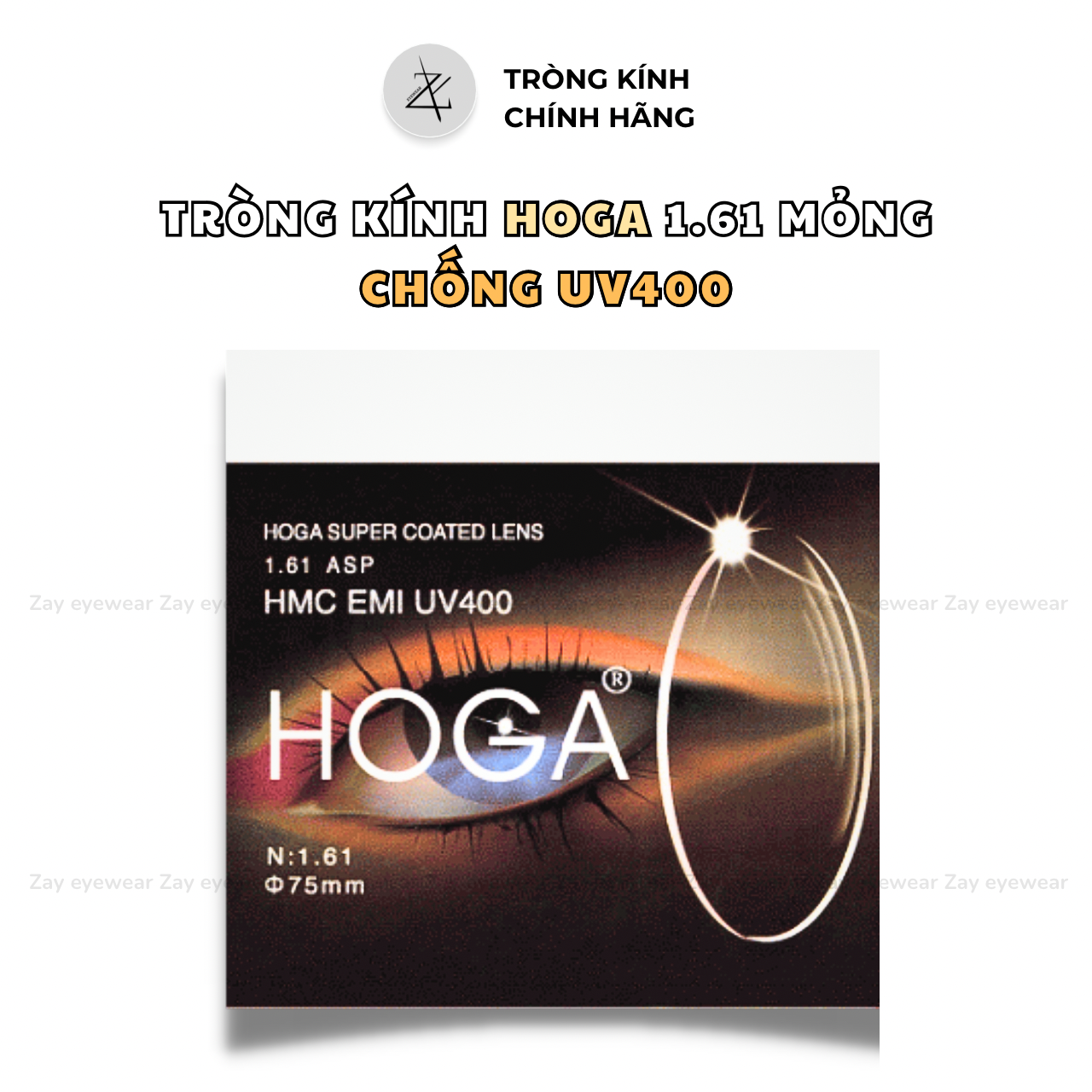  Tròng kính Chống tia UV Mỏng Hoga Hàn Quốc 1.61 HMC chính hãng 