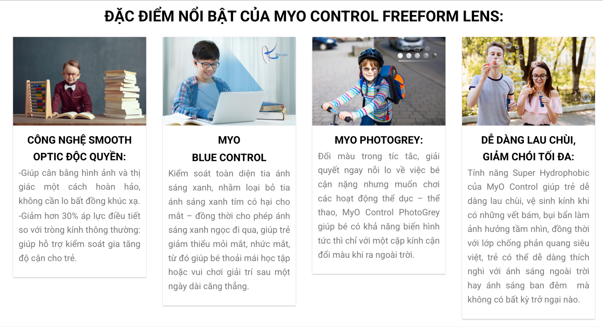  Tròng kính Trẻ em Levalens Myo Control Freeform Lens kiểm soát cận thị hạn chế tăng độ Đức chính hãng 