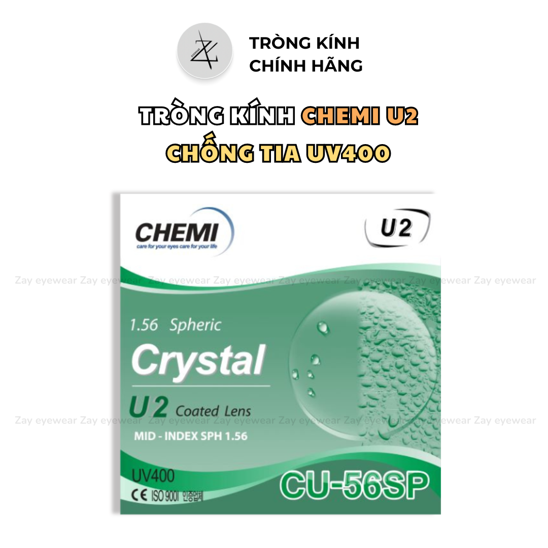  Tròng kính Chống tia UV Chemi 1.56 Crystal U2 Coated Hàn Quốc chính hãng 