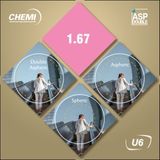 Tròng kính Siêu mỏng phi cầu hai mặt Chống ánh sáng xanh Chemi 1.67 1.74 U6 Double Aspheric Hàn Quốc chính hãng