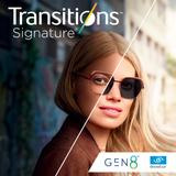  Tròng Kính Đổi màu Essilor Crizal Transitions Signature Gen 8 đổi màu ngăn ánh sáng xanh Blue UV Capture chính hãng 