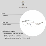  Gọng kính GM Pierced dáng oval kim loại khuyên tai đính đá 
