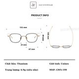  Gọng kính Dita GWS199 dáng vuông bo góc titanium cao cấp fullbox 