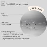  Gọng kính Dita GWS199 dáng vuông bo góc titanium cao cấp fullbox 